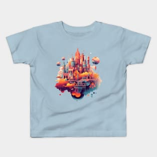 Pastel Dreams: Floating Utopia in Chromatic Harmony Kids T-Shirt